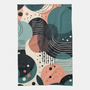 Malerische abstrakte Navy-Korallen-Teal-Pinsel-Kun Geschirrtuch