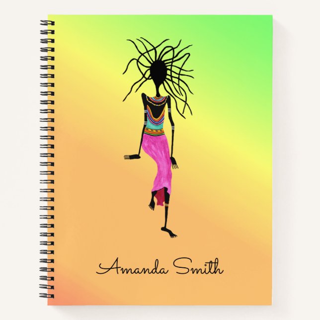 Malerische afrikanische Kunst, Phantastischer Frau Notizbuch (Vorderseite)