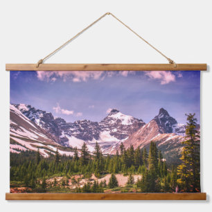 Malerische Alberta-Alpen Wandteppich Mit Holzrahmen
