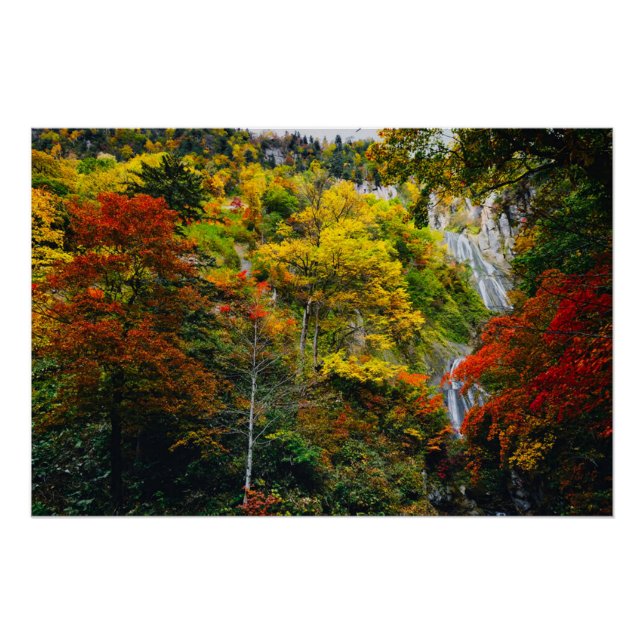 Malerische Aussicht auf Fall Hagoromo Falls Hokkai Poster (Vorderseite)