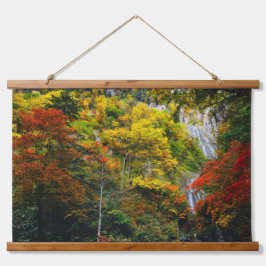 Malerische Aussicht auf Fall Hagoromo Falls Hokkai Wandteppich Mit Holzrahmen