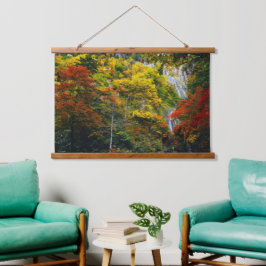 Malerische Aussicht auf Fall Hagoromo Falls Hokkai Wandteppich Mit Holzrahmen