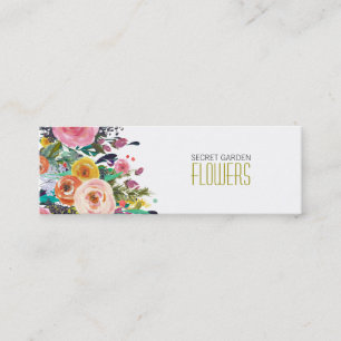 Malerische Blume Florist Skinny Business Cards Mini Visitenkarte