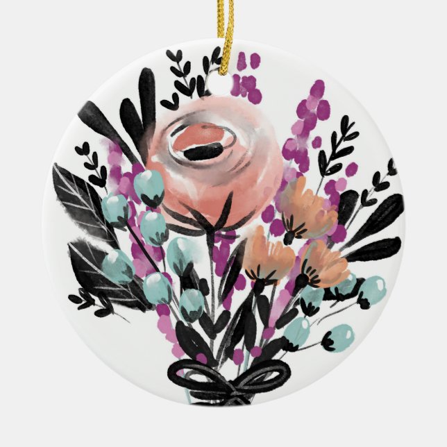 MALERISCHE BLUME KERAMIK ORNAMENT (Vorne)