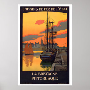 Malerische Bretagne Frankreich Vintage Reiseplakat Poster