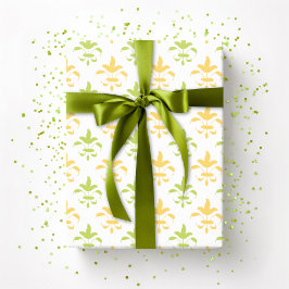 Malerische Fleur de Lis in Palm und Gelb Geschenkpapier