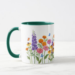 Malerische Gartenblumen Botanische Florale Tasse