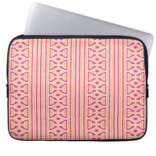 Malerische Gitterstreifen in Rosa und Orange Laptopschutzhülle