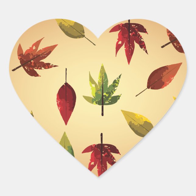 Malerische Herbstblätter Herz-Aufkleber (Vorderseite)