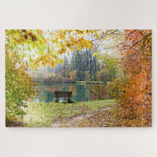Malerische Herbstlaub-Seelandschaft-Puzzle Puzzle