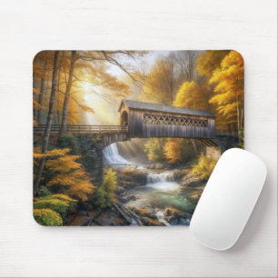 Malerische hölzerne gedeckte Brücke Mousepad