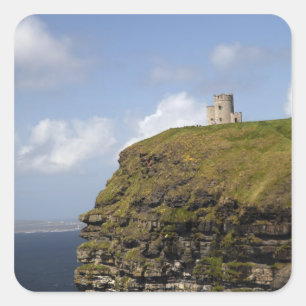 Malerische Klippen von Moher und O'Briens Turm. Quadratischer Aufkleber