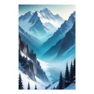 Malerische Landschaft Berge Tal Natur Kunst, Dicht Fotodruck