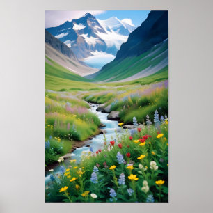 Malerische Landschaft Berge Tal Natur Ruhe Poster