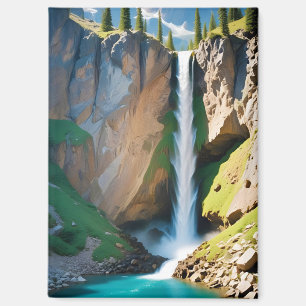 Malerische Landschaft Berge Wasserfall Natur Magnet