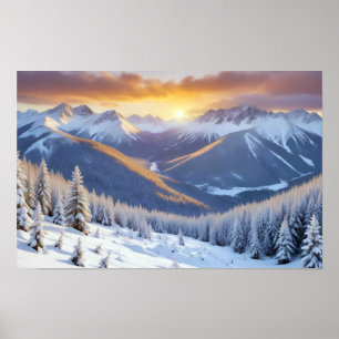 Malerische Landschaft Berge Winter Natur Ruhe Poster