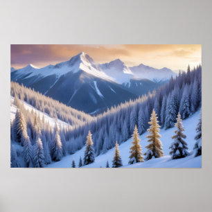 Malerische Landschaft Berge Winter Natur Ruhe Poster