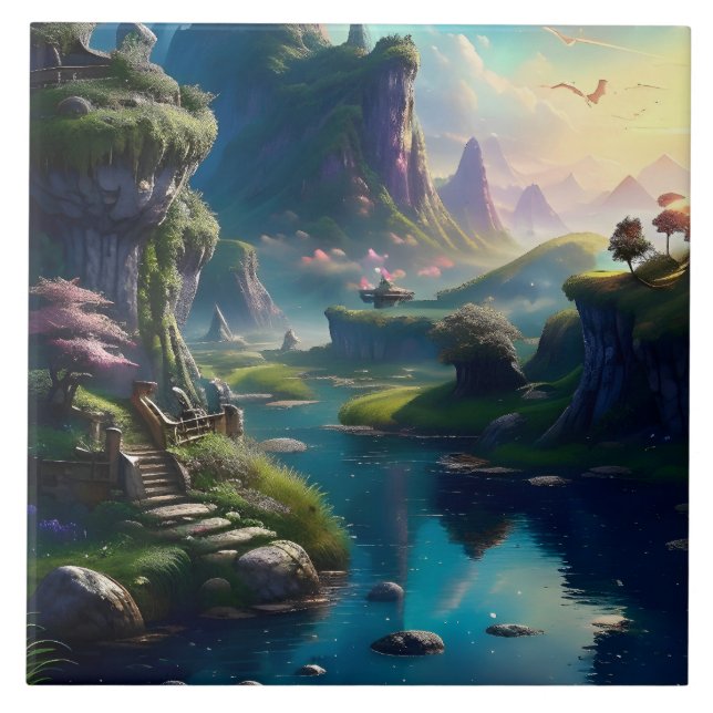 Malerische Landschaft Drei Fliese (Vorderseite)