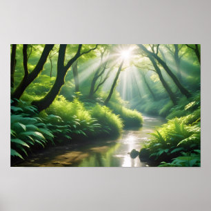 Malerische Landschaft Panoramafluss Natur Frieden Poster