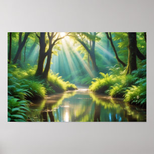 Malerische Landschaft Panoramafluss Natur Ruhe Poster