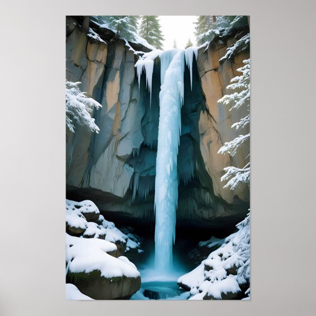 Malerische Landschaft Wald Wasserfall Natur Ruhe Poster (Vorne)