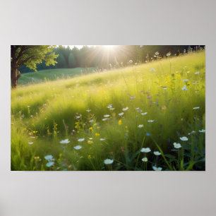 Malerische Landschaft Wiesen Tal Natur Stille Poster