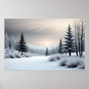 Malerische Landschaft Winter Natur Hintergrund Kun Poster
