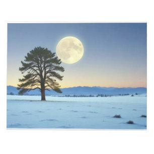 Malerische Landschaft Wintermond Natur Ruhe Notizblock