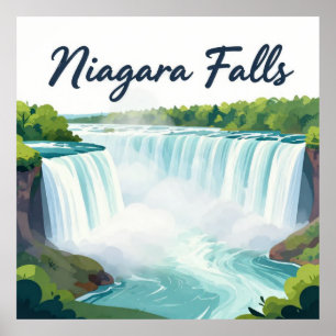 Malerische Landschaftsillustration der Niagara-Fäl Poster