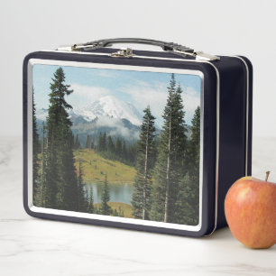 Malerische Mount Rainier-Landschaft Metall Lunch Box