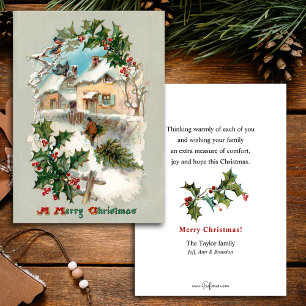 Malerische nostalgische rustikale Winterlandschaft Postkarte
