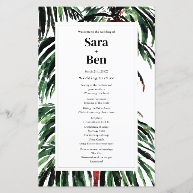 Malerische Palmen Moderne Beach Hochzeit (Vorderseite)