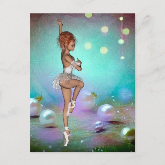 Malerische Perlen Hintergrund & Tanz Ballerina Postkarte (Vorderseite)