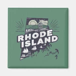 Malerische Rhode Island Retro-Silhouette  Magnet
