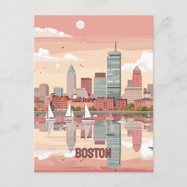 Malerische Sicht auf die Skyline von Boston Postkarte (Vorderseite)