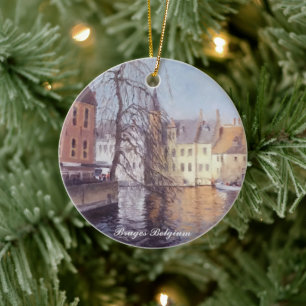 Malerische Stadt Brügge und Kanalansicht Keramik Ornament