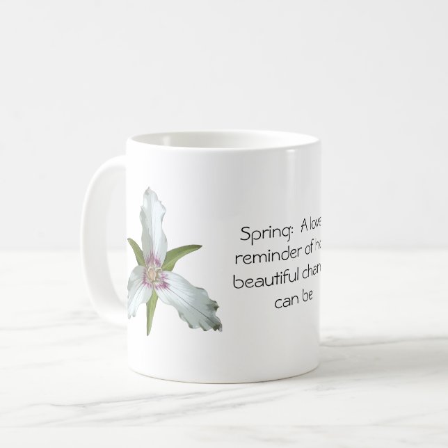 Malerische Trillium Spring Wildblume Kaffee Tasse (Vorderseite Links)