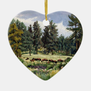 Malerische Weide mit Büffeln in South Dakota Keramikornament