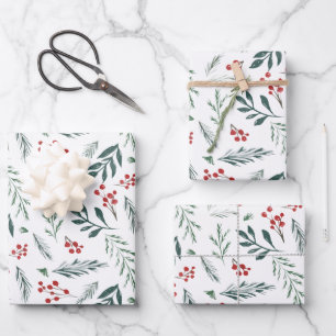 Malerische Winterbotanicals Folgeburt Geschenkpapier Set