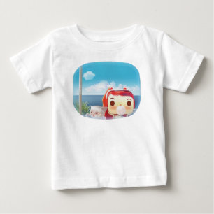 Malerische Zugfahrt: Bunny Girl & Katze am Fenster Baby T-shirt