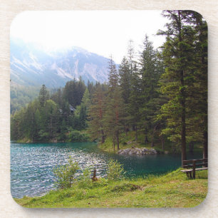 Malerischer alpiner Wald- und See-Foto Getränkeuntersetzer