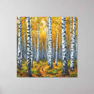 Malerischer Birkenwald im Herbst Leinwanddruck