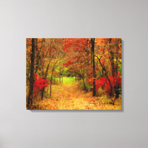 Malerischer Herbstweg im Wald Leinwanddruck