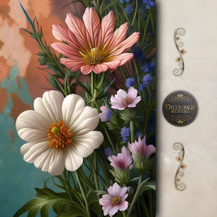 Malerischer Kosmos-Wildblumen-Decoupage Seidenpapier