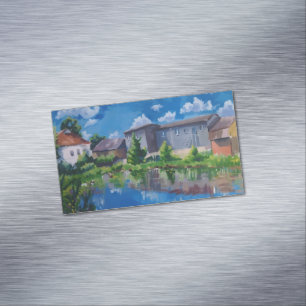 Malerischer Landschaftssee-Magnet Magnetische Visitenkarte