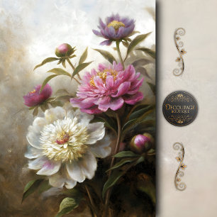 Malerischer rosa Pfingstrosen-Sträuß-Decoupage Seidenpapier
