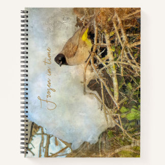 Malerischer Stil Wintervogel mit anpassbarem Text Notizbuch