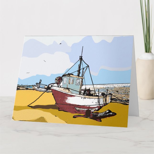Malerisches Fischerboot editierbar  Karte (Vorderseite)