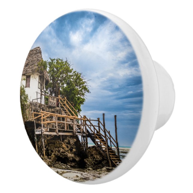 Malerisches Haus auf einem tropischen Korallenriff Keramikknauf (Rechts)