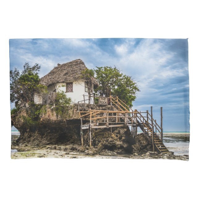 Malerisches Haus auf einem tropischen Korallenriff Kissenbezug (Vorderseite)
